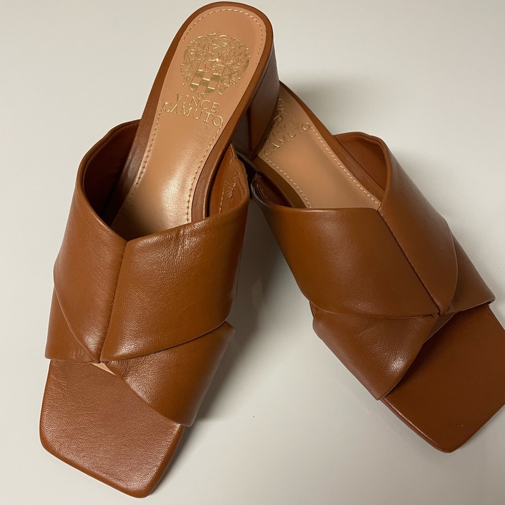 Vince Camuto Brown Leather Mules